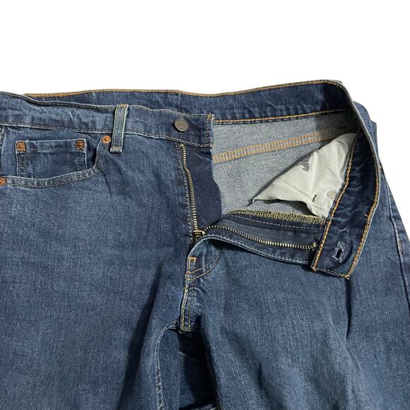 Levis 505 Mens Jeans Size 30 Mid Rise Regular Fit Straight Leg Denim Dark Wash - Picture 3 of 12